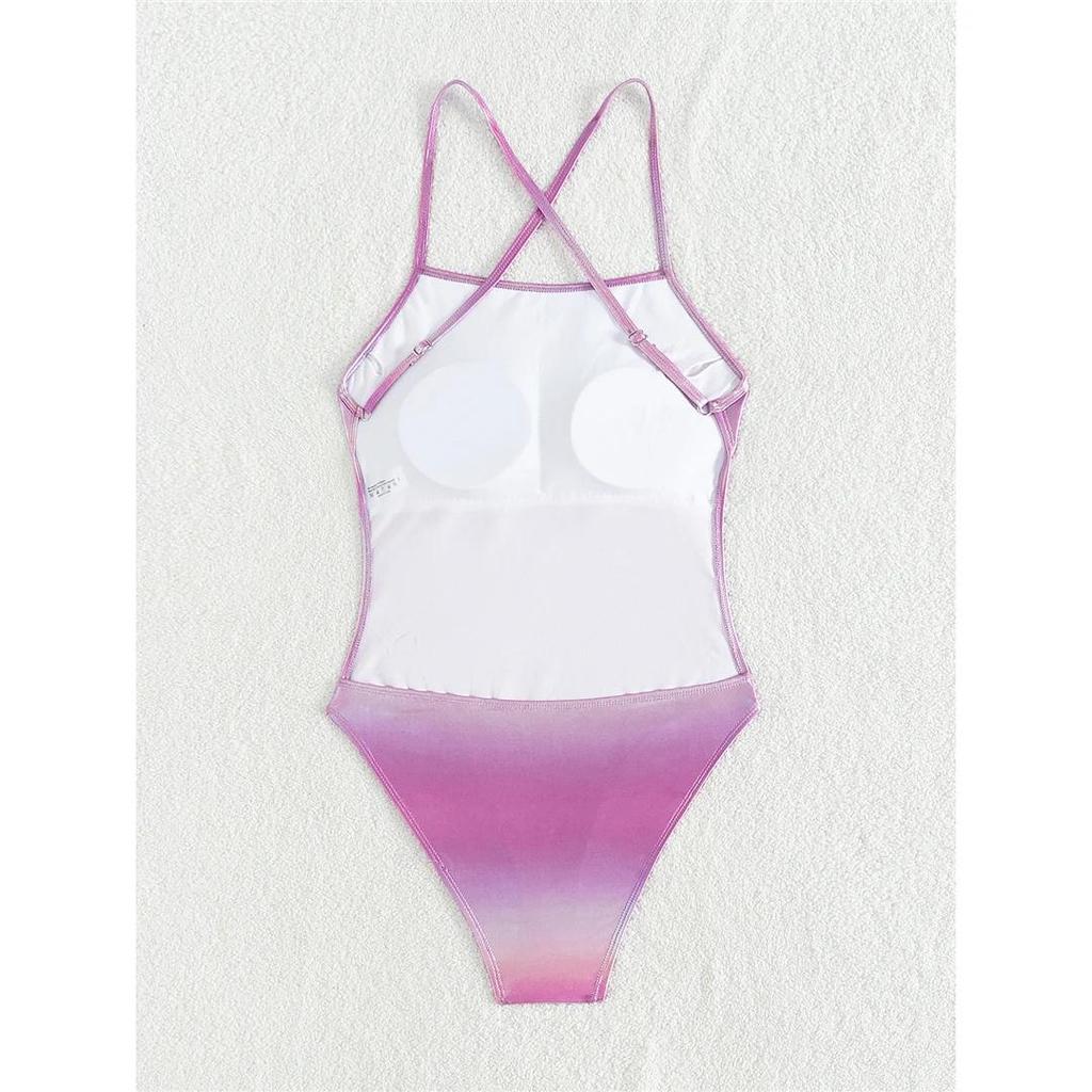 Sexy PU Faux Leather Cross Back Women Swimwear One Piece Swimsuit Female High Leg Cut Backless Bather Bathing Suit Swim