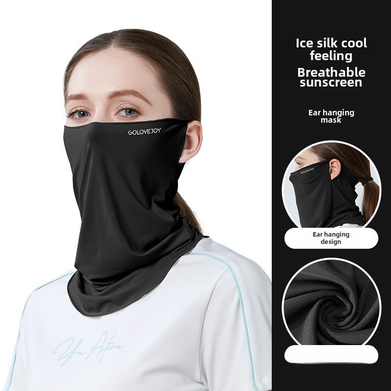 Women's Summer Cycling Sun Protection Ice Silk Mask with Ear Loops and Neck Coverage - XTJ27