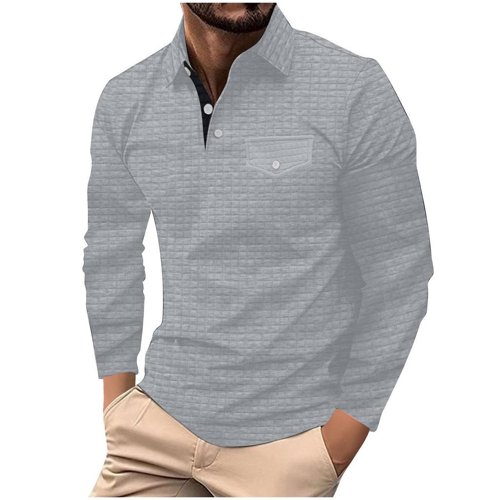 2026 Spring and Autumn Men's Long Sleeve Checkered Polo Shirt Casual Sports Polo Shirt Men's Fashion Autumn Tops