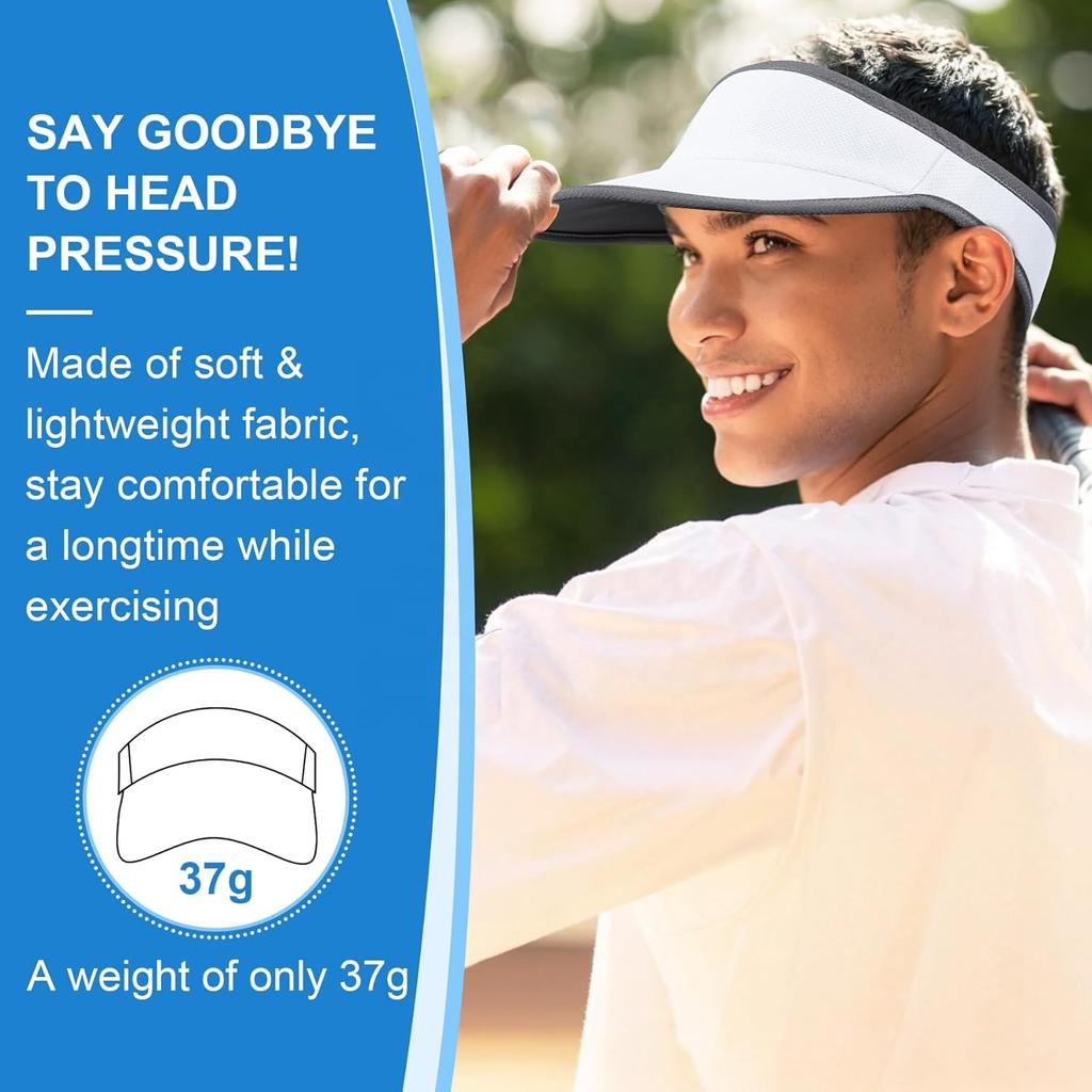 Trodalo Lightweight Soft Quick-Dry Sun Visor Packable Tennis Golf Running Hat for Men Women Sporty Style Common Fabric Feature