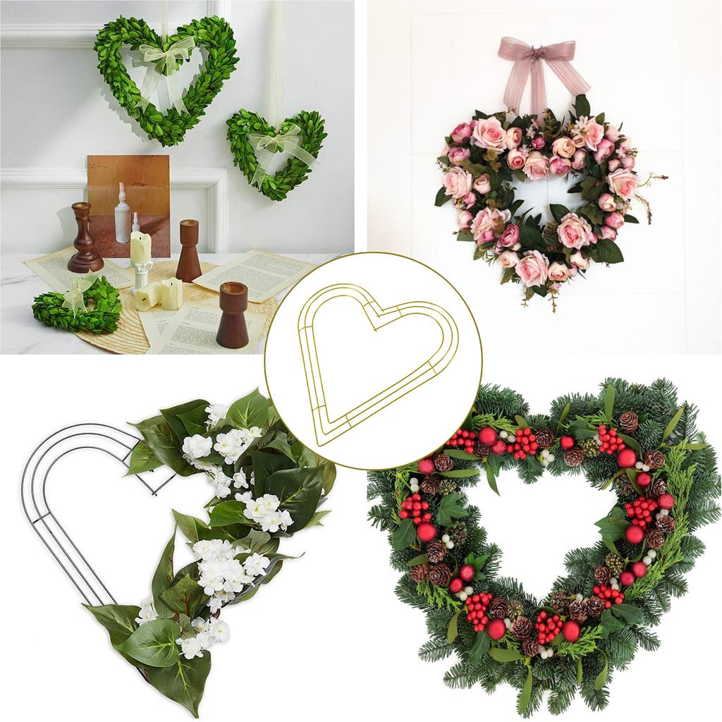 Kranz Eisen Herzförmiger Kranzrahmen DIY Eisenkunst Blumen Dekor Ringe Heimdeko Golden 11,8 Zoll