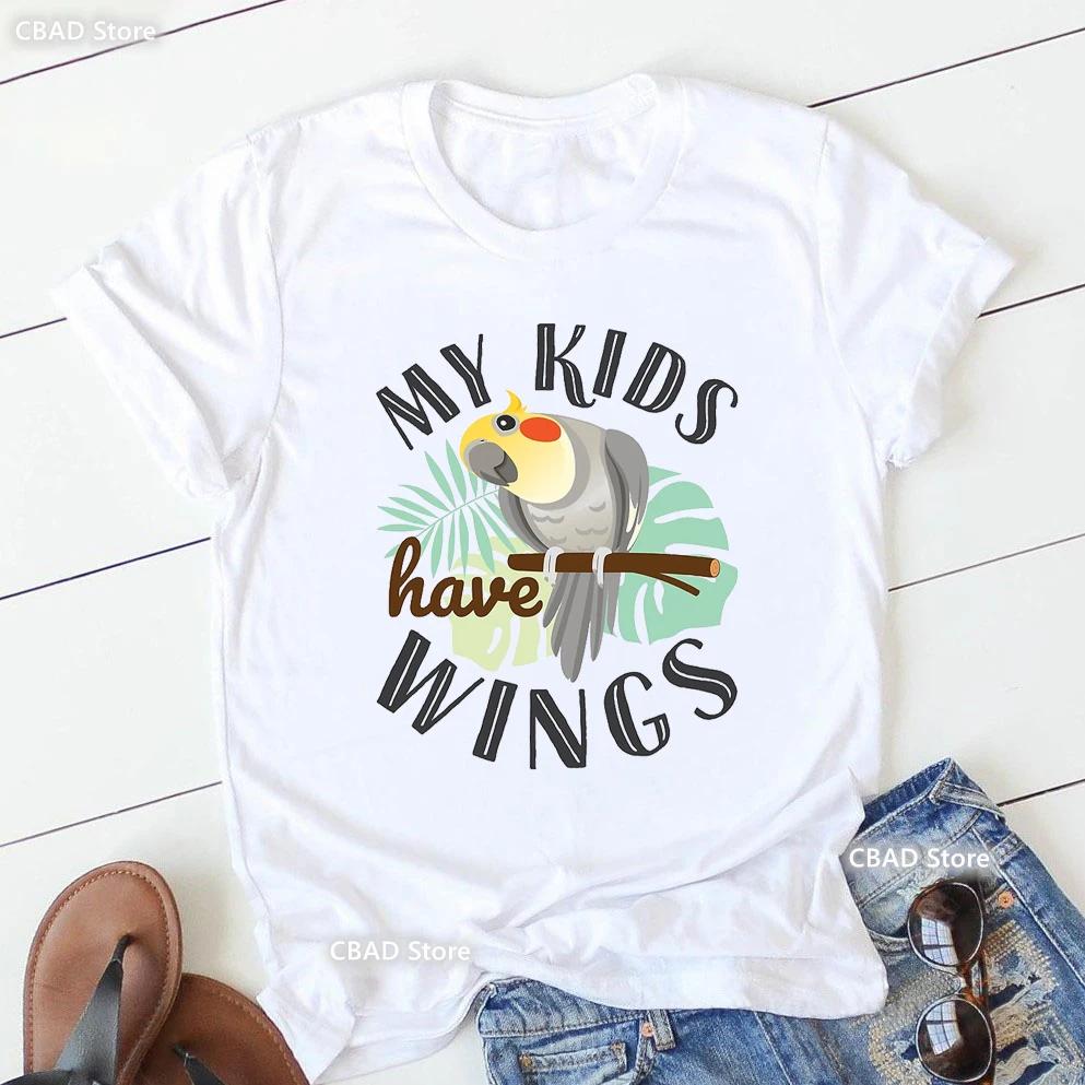 Cute Cockatielsparrot Bird Lovers Print T Shirt Girls Sunflower Flowers Tshirt Unisex Harajuku Kawaii Clothes Summer Tops Tee