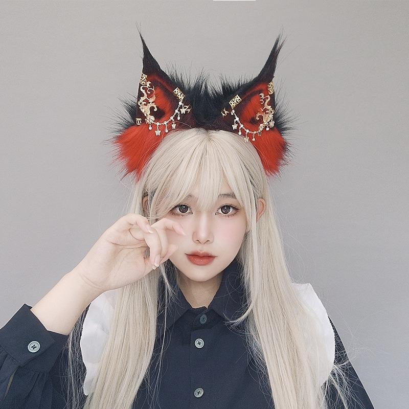 Comic show plush headgear props headband metal dark spice hair accessories cos girl wind beast ear headband