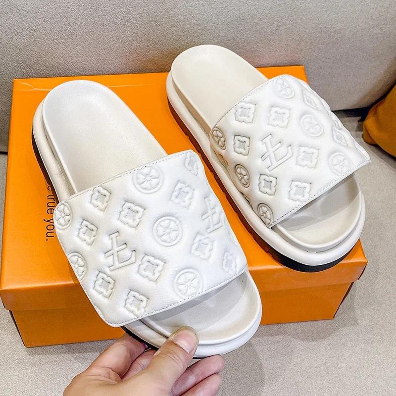 

Fashion Ladies Magic Sticker Flat Slippers 2025 Summer New Designer for Women Elegant Home Flat Slippers Outdoor Sandals and Slippers 40-41