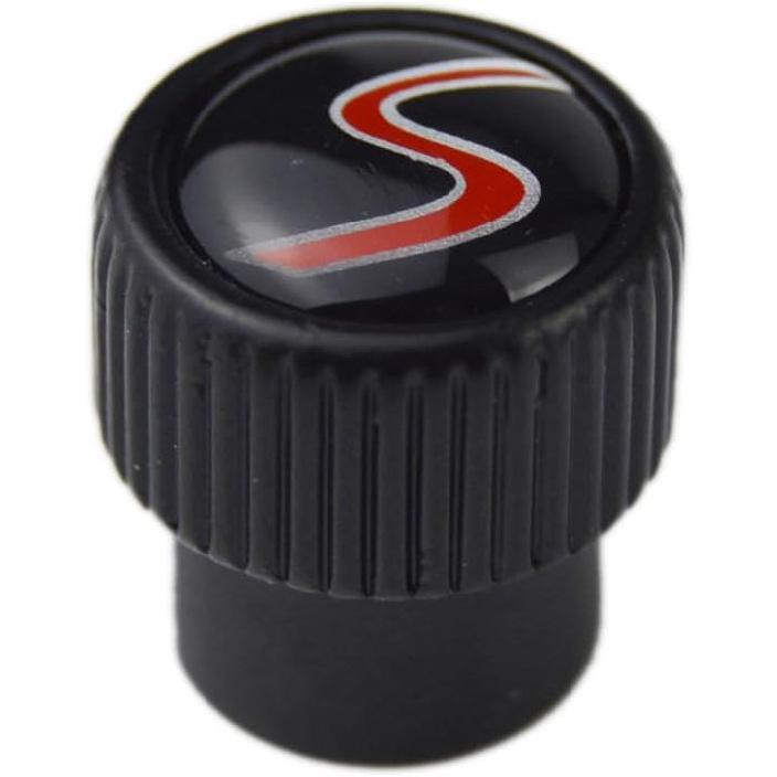 (Set of 4) S Metal Auto Tire Valve Stem Cap Cover with Resin S Emblem Covers Trim for Mini Cooper S Countryman S Clubman S JCW 36110429652