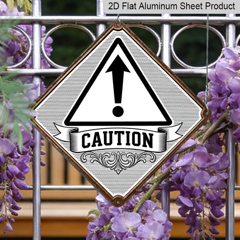2D Flat - 1pc Metal Warning Decoration Gift with A Warning Arrow Theme, Designed for Colleagues, Suitable for Decorating Offices, Hallways, Garages