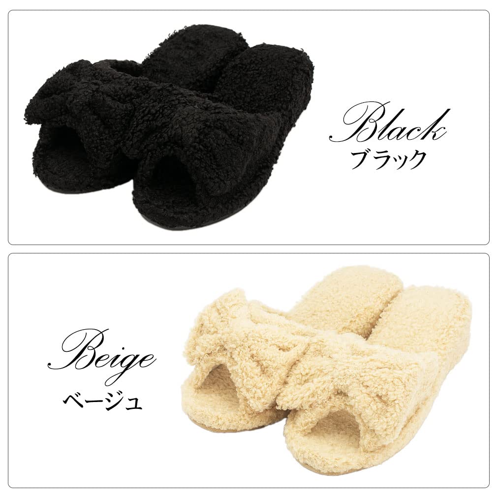 Devalier Gift Shop Fancy Heeled Portable Indoor Heeled Slippers for Entrance and Class Visits Slippers, Graduations, Ceremonies, (Pile Black) wa18-bk
