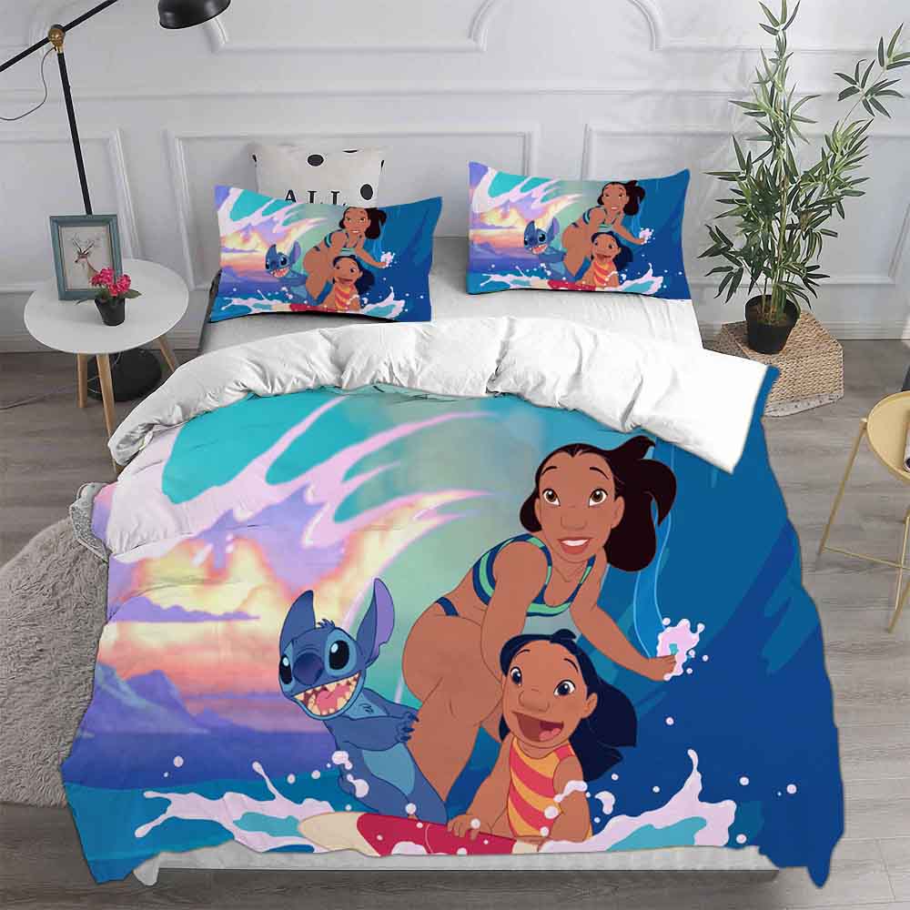 Lilo&Stitch Bedding Sets Cartoon Comforter Quilt Bed Cover Duvet Cover Pillow Case 2-3 Pieces Sets Kids Adult Bedroom Decor