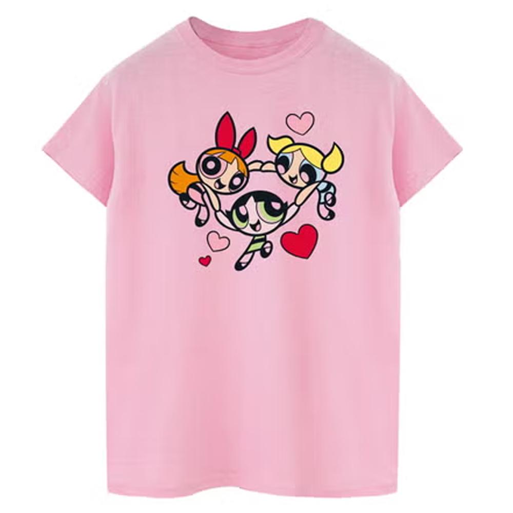 The Powerpuff Girls Girls Heart Circle Cotton T-Shirt