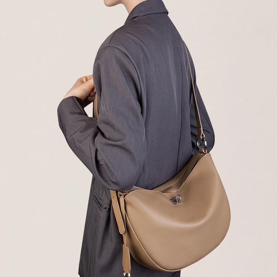 Versatile Genuine Leather Crossbody Bag New Single Shoulder Underarm Bag Dumpling Bag 2025 New Textured Handbag Women's Dumpling Bag
