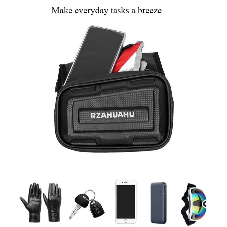 Bike Front Beam Bag Support Touch Screen Bike Phone Mount Bag Large Capacity Cycling Top Tube Bag for 7in Phones