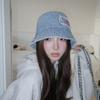 25 early autumn new denim bucket hat women's high quality plain face cover basin hat tide