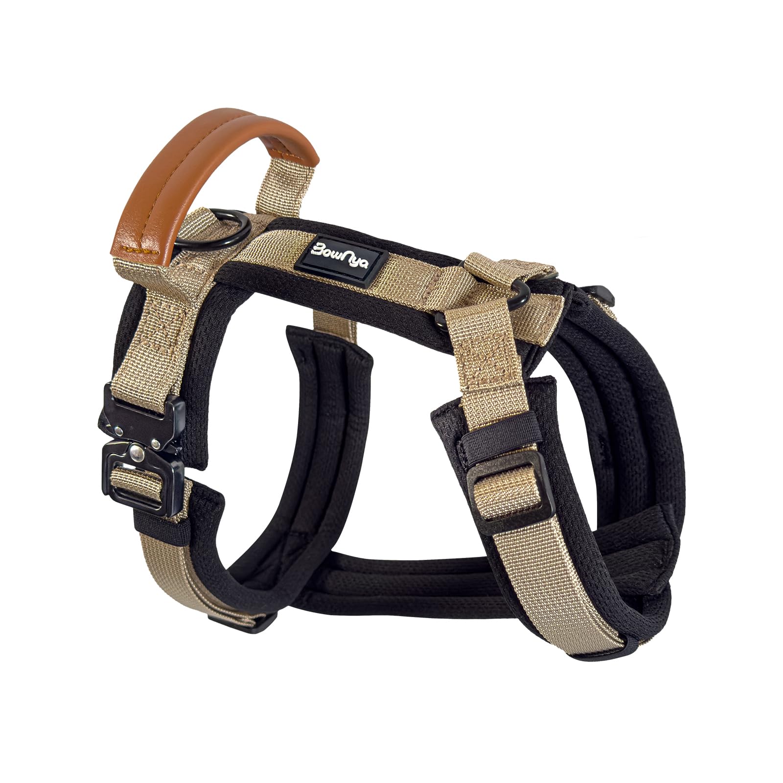 

BowNya Cauda Dog Gentle on the Leather for Tracheal Metal Suitable for and Large Dogs KOKOCHI Sand XS Size [Veterinarian Recommended] Harness, Neck,