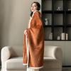 Cape Blanket Plush Hooded Cape with Button Fastening Double-Sided Warmth White Trim Blanket Cape Office Nap Comfort Throw Blanket