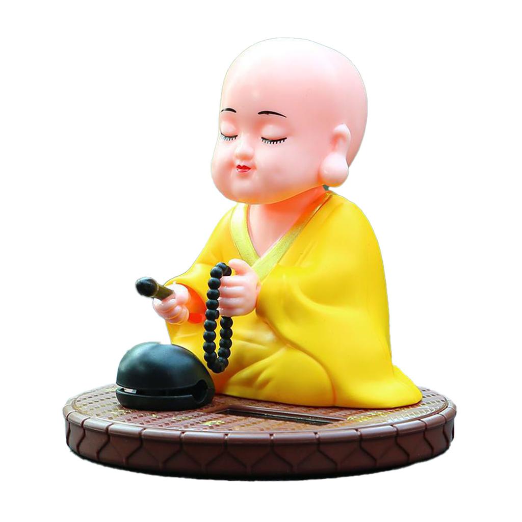 Kleiner Mönch Solar Ornament Auto Nickender Klopfender Buddha Statue Spielzeug für Armaturenbrett Auto Zuhause Schreibtisch
