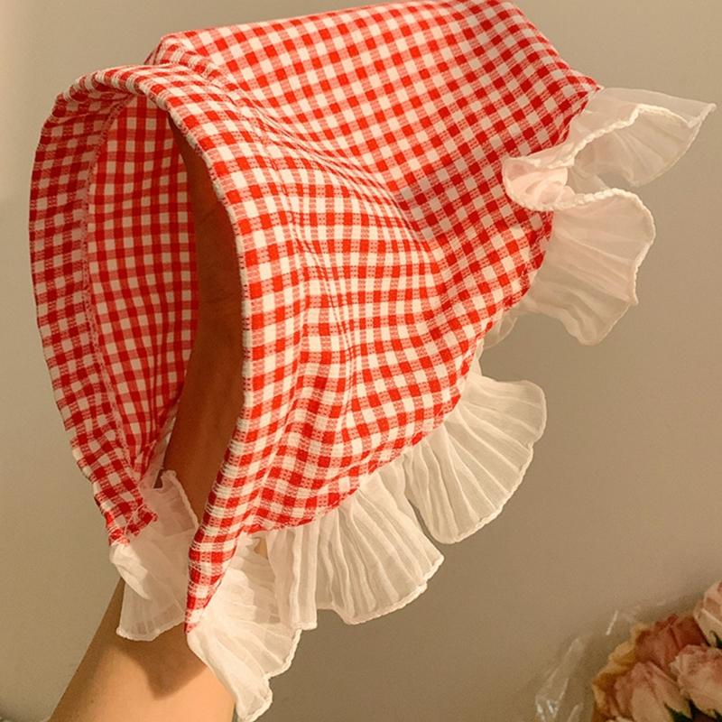 Haar-Schal Stirnbänder im französischen Stil Dreieckiges Kopftuch Haarband Karierte Bandanas Stirnbänder Süßes Haarschmuck