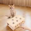 Wooden Cat Toy Interactive Cat Whack-A-Mole Mouse Wooden Brain-Teaser Box Cat Enrichment Toys for Indoor Cats & Kittens Playing
