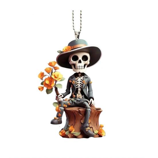 Halloween Decorations Skull Man Car Pendant Cartoon Rearview Mirror Ornament Gothic Hanging Accessories