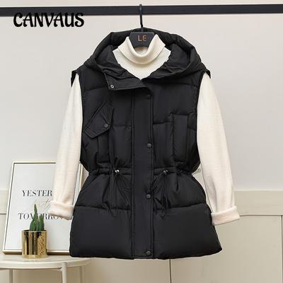 Gilet en coton grande taille pour femme automne et hiver ample col montant coton épaules veste sans manches gilet de mode