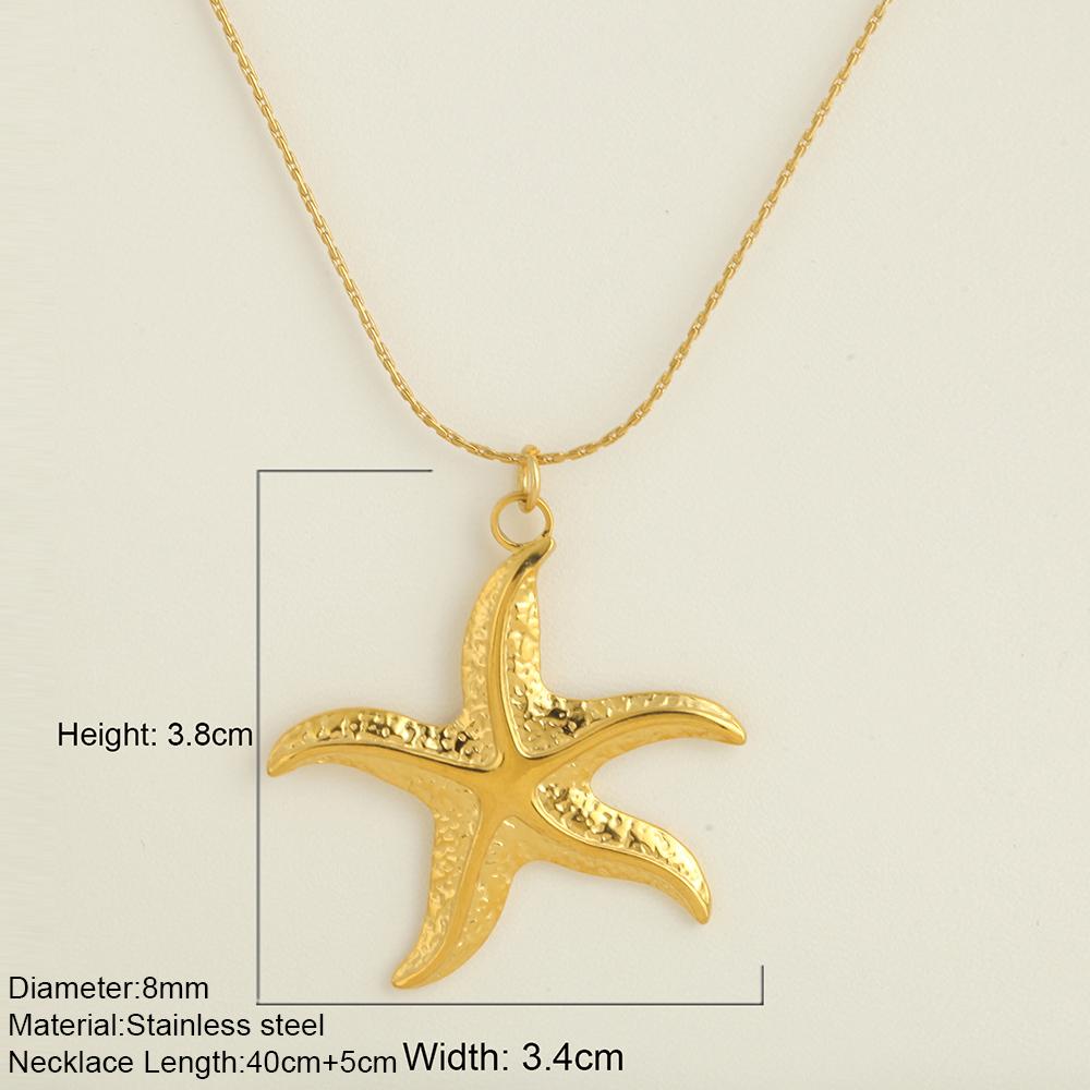 Ocean Series Guld Choker Rostfritt Stål Hänge Halsband för Kvinnor Snäcka Sjöstjärna Hängen Kvinnors Chunky Smycken Tillbehör