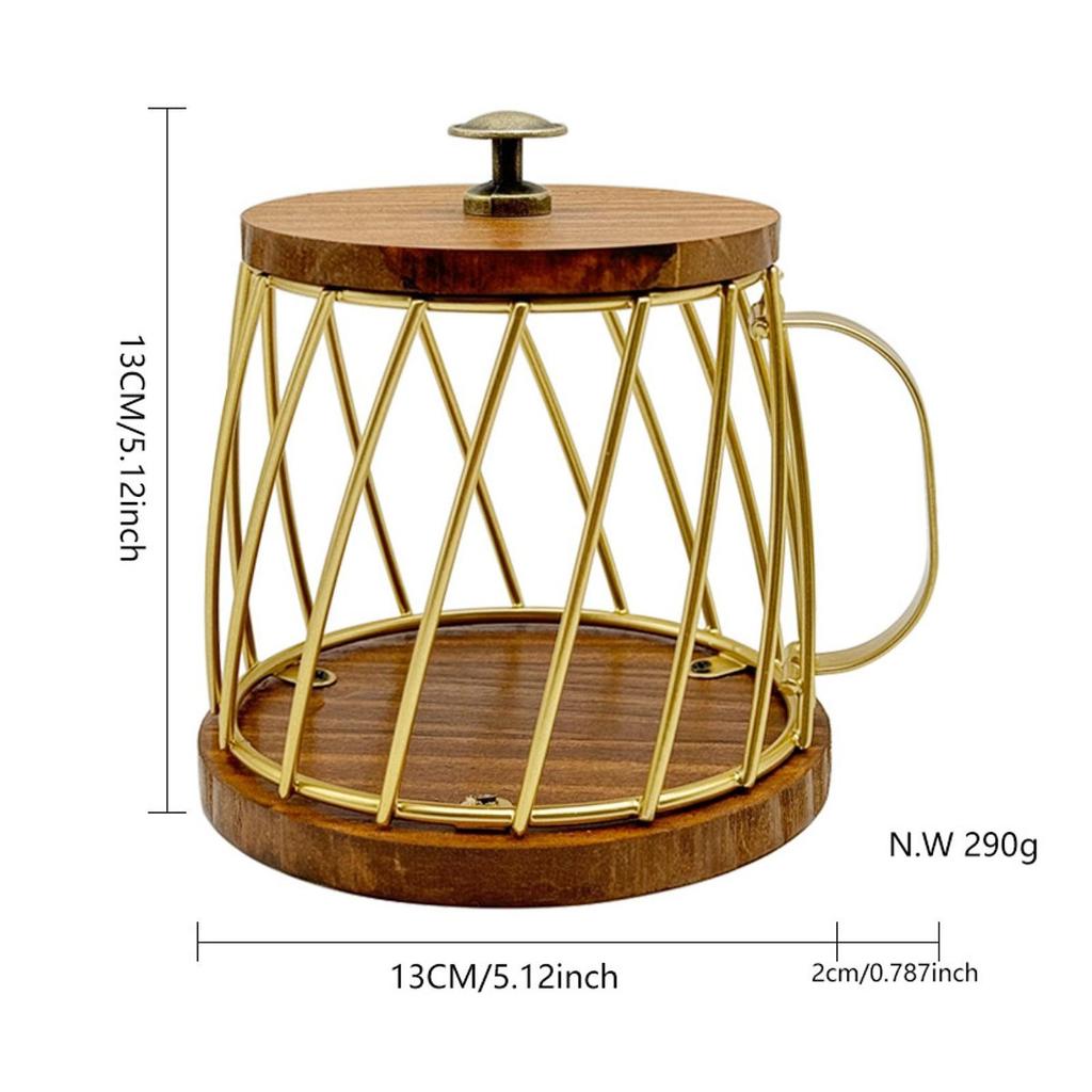 Coffee Pod Holder, Metal Large Capacity Wooden Coffee Capsule Holder Container for Countertop, Kitchen, Cafe, Desktop, Office