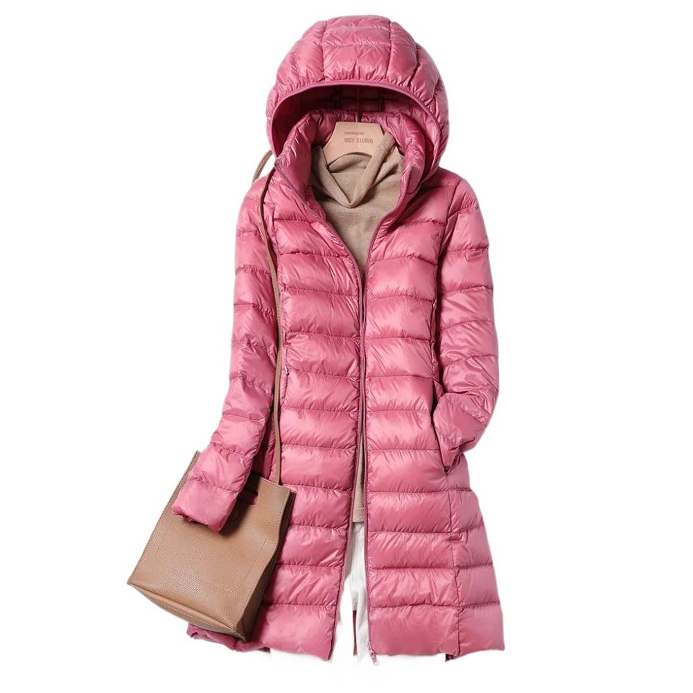 OFTBUY Slim Remove Hooded Parka Fashionable Outerwear 2023 Winter Womens Down Jackets Long Light Thin Coat Puffer Jacket