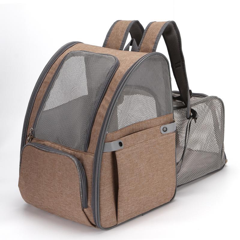 

Портативный складной расширяемый переносной рюкзак для щенков, переноска для кошек, переноски для домашних животных, двухслойные сумки для улицы, аксессуары для домашних животных 42x34x28cm хаки