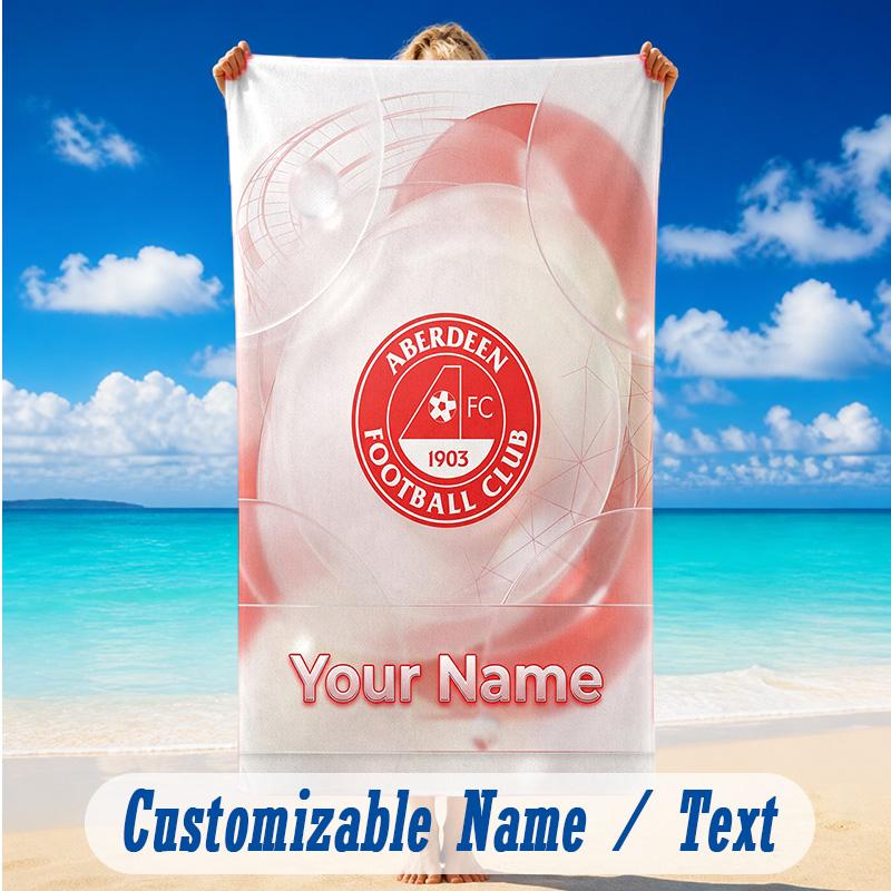 Beach Towel Custom Name Text, Quick Dry Large Towel For Beach HomeAberdeen FC