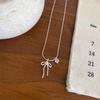 925 Sterling Silver Delicate Love Pink Diamond Bow Necklace ins Snake Bone Chain Collarbone Chain