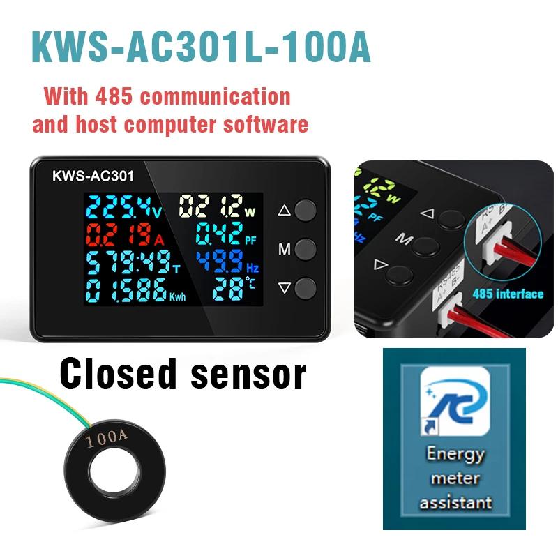 KWS-AC301 Wattmetre Güç Ölçer Voltmetre AC 50-300V Voltaj 8'i 1 Arada Çok İşlevli AC Elektrik Ölçer 0-20/100A Dedektör