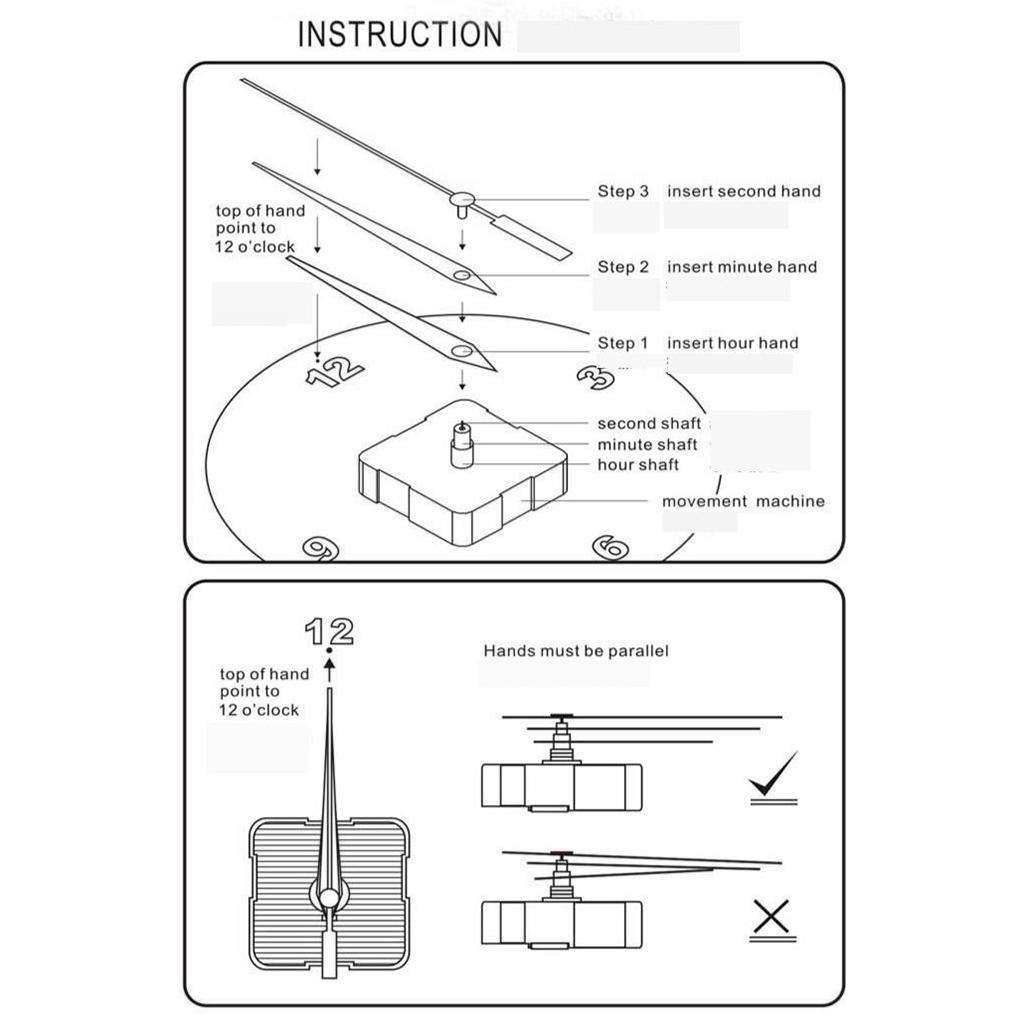 Quartz DIY Wall Clock Movement Mechanism Battery Operated DIY Repair Parts Replacement Long Spade Hands