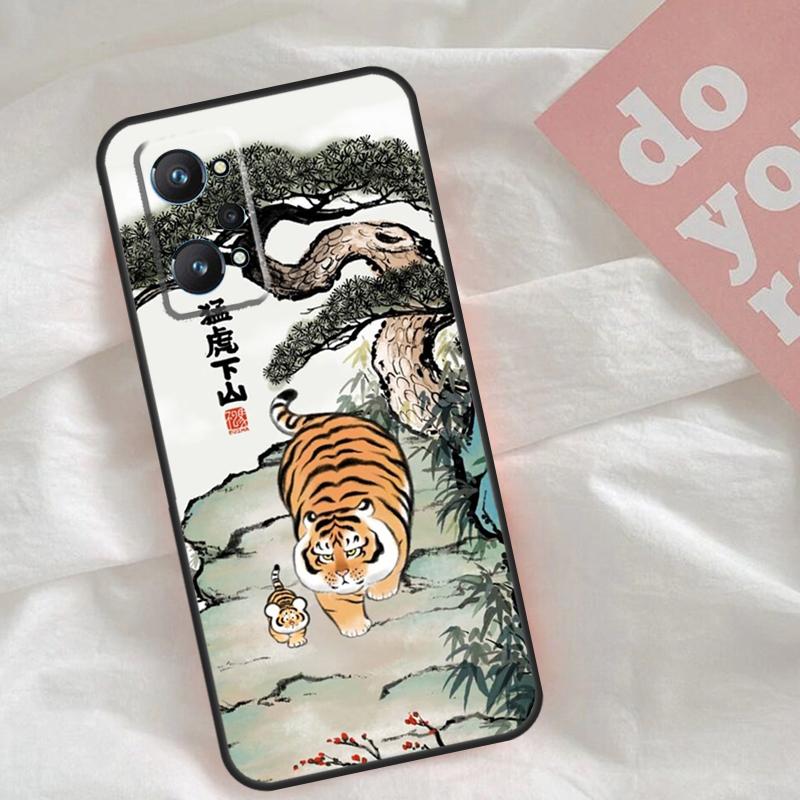 Cartoon Fat Tiger Case For Realme GT7 Pro GT6 C75 C65 C67 C61 C53 C55 C51 C35 C63 C71 15 11 12 13 14 Pro Plus