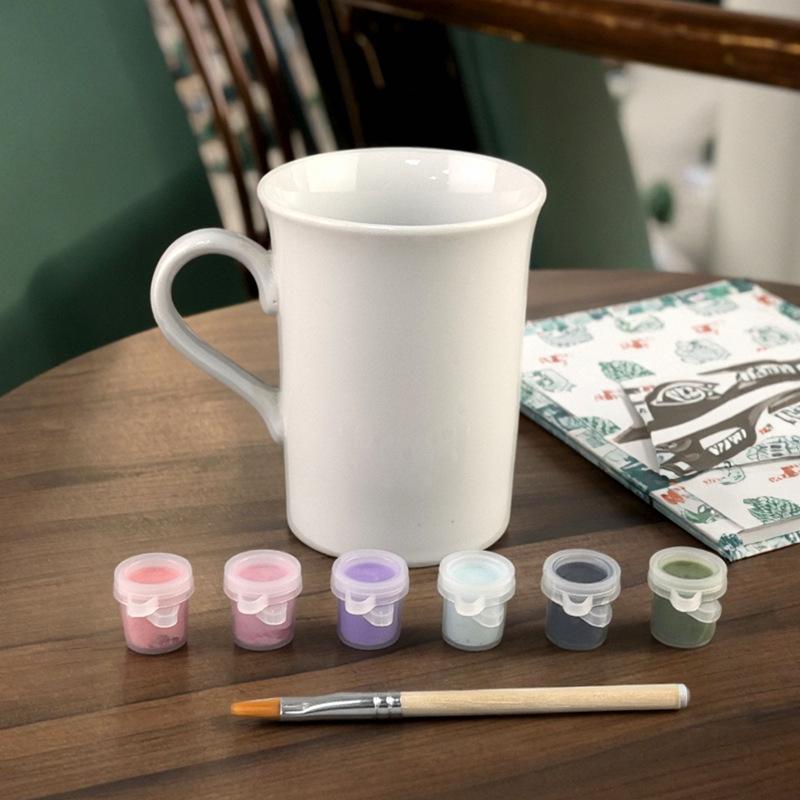 DIY Pure White Ceramic Cup Can Be Customized for Office and Home Coffee Cups, Advertising Creative Festive Color Mugs