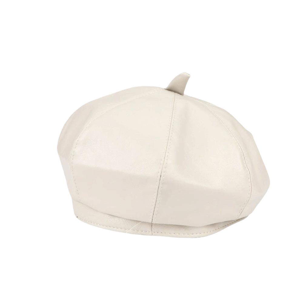 Newsboy Cap Octagonal Hat British Style Painter Hat Fashion PU Leather Beret Autumn