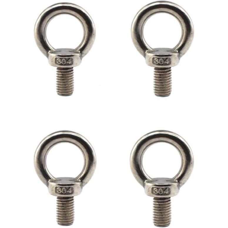 304 Stainless Steel M12 Lifting Rigging Eyebolt Ring Shaped with Lengthened Thread(40mm) Pack of 4 Pcs