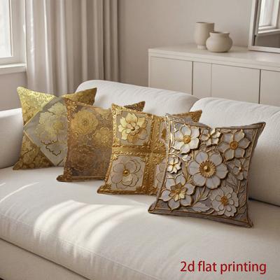2D Floral Patterned Decorative Digital Printed Pillow Covers Pattern Cushion Cover Suitable For Sofa Bedroom Car Pillow Cover