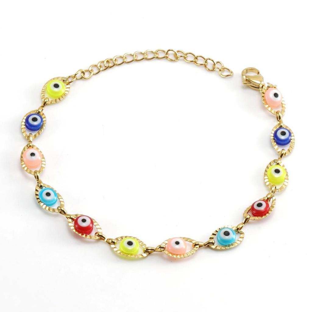 18K Stainless Steel Evil Eye Spliced Women's Bracelet - European & American Style