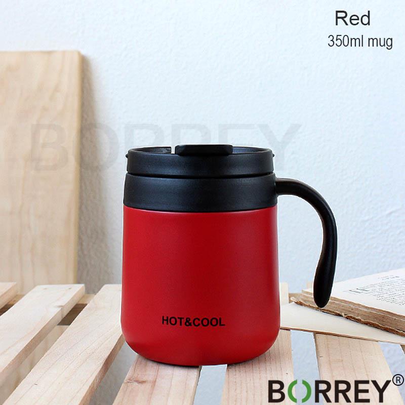 

BORREY термос из нержавеющей стали, кофейная кружка, термос с двойными стенками, автомобильная термокружка для путешествий, офисная чайная чашка, кофейный стакан, изолированный Red(350ml)