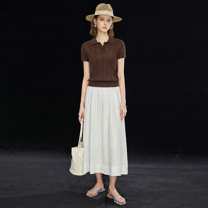 Women's Tencel Linen Blend Lapel Knit Top