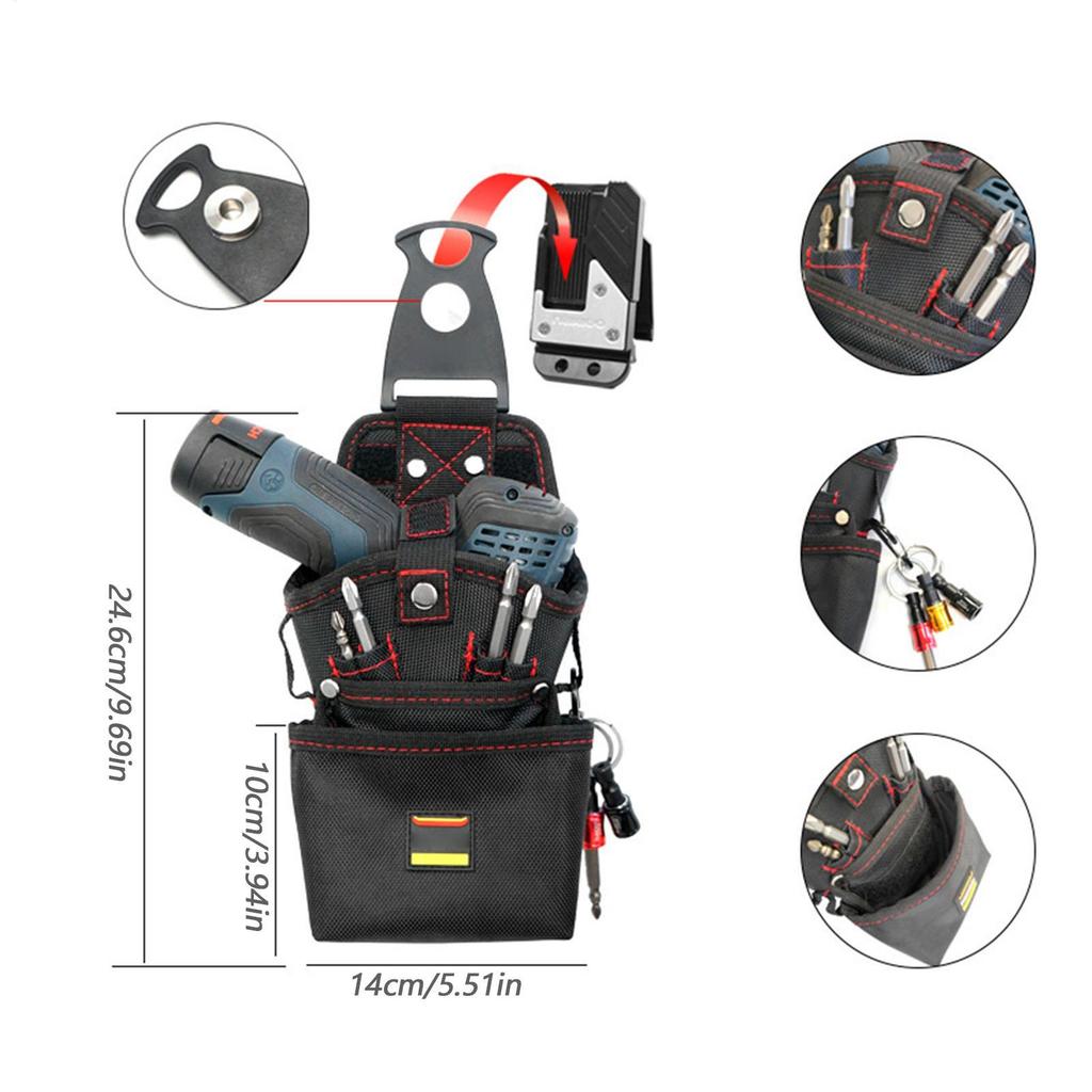 Belt Tool Pouch Magnetic Utility Work Organizer Bag Heavy-Duty Electric Drill Holder Screw Pouch Anti-Scratch Electrician