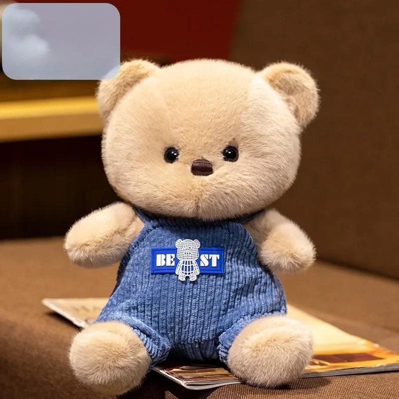 

Высококачественная плюшевая игрушка мишка Тедди с подтяжками, белый и коричневый плюшевый мишка из меха кролика, куклы с плюшевым наполнителем для детей 23cm коричневый