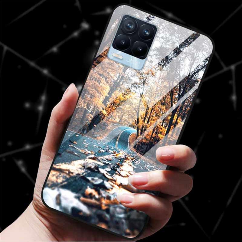 For Realme 8 Case Tempered Glass Hard Back Cover Case For Realme 8 5G 8i Realme 8 Pro Phone Case Cover Realme8 Pro Soft Bumper