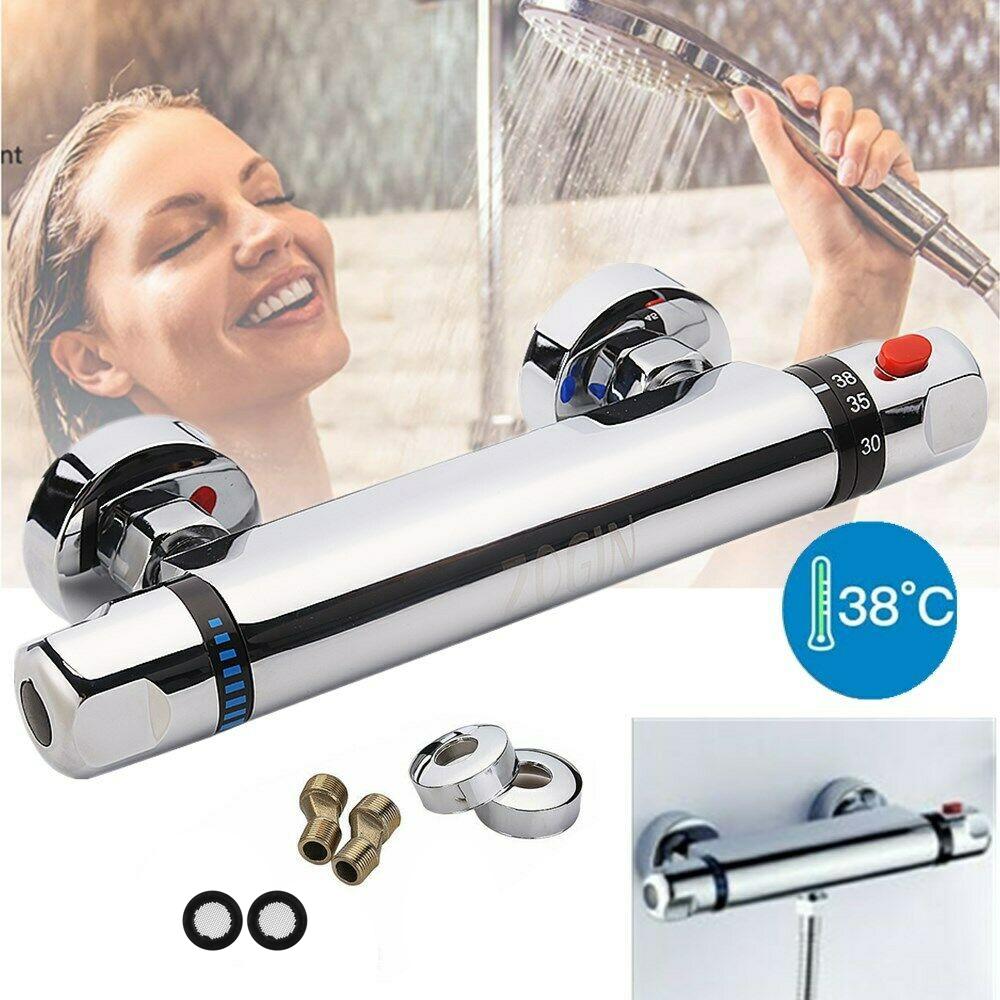 Buy Brass Wall Mounted 1/2" Outlet Thermostats Thermostatic Shower Mixer Bathroom Faucet Valve
