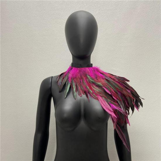Fake Feather Shrug Shawl Shoulder Wrap Cape Soft Adjustable Retro Gothic Collar Cosplay Party Body Stage Performance Fake Collar Dancer Costume