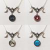 Fashion Moon Crystal Pendant Necklace For Women With Geometric Design And Cross Chain