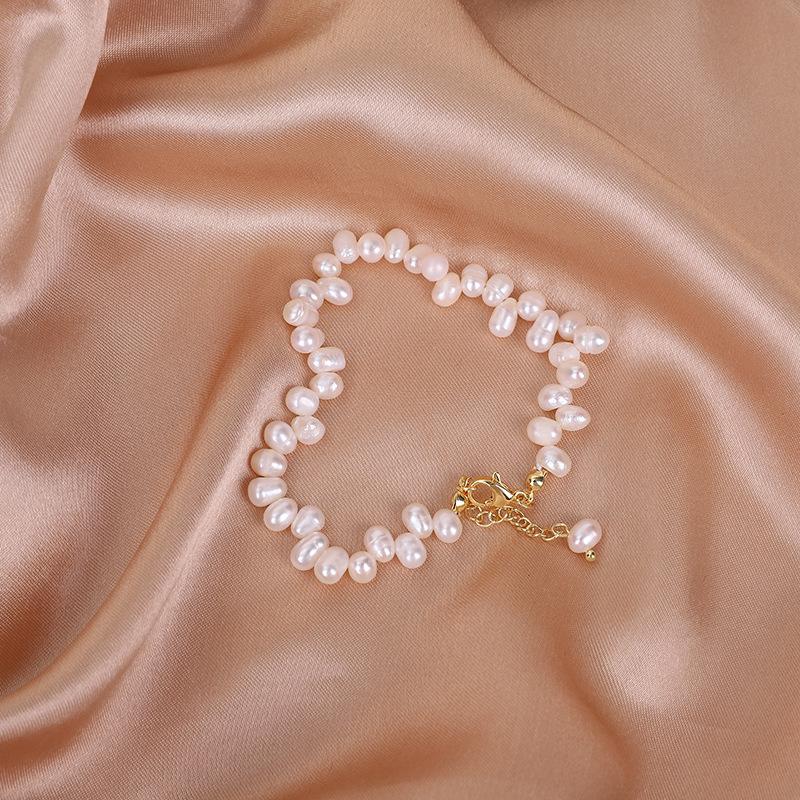 Natural Freshwater Pearl Necklace Women's Bracelet Personalized Design Pearl Sweater Chain Women's Rice Grain Pearl Collarbone Chain