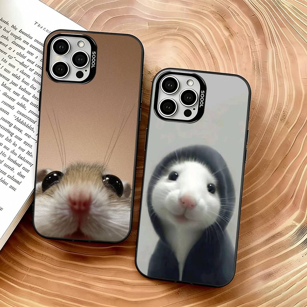 Cute Hamster Phone Case For iPhone 17,16,15,14,13,12,11 Plus,Pro Max,XS,Colorful Silver Phone Case Funda Cover