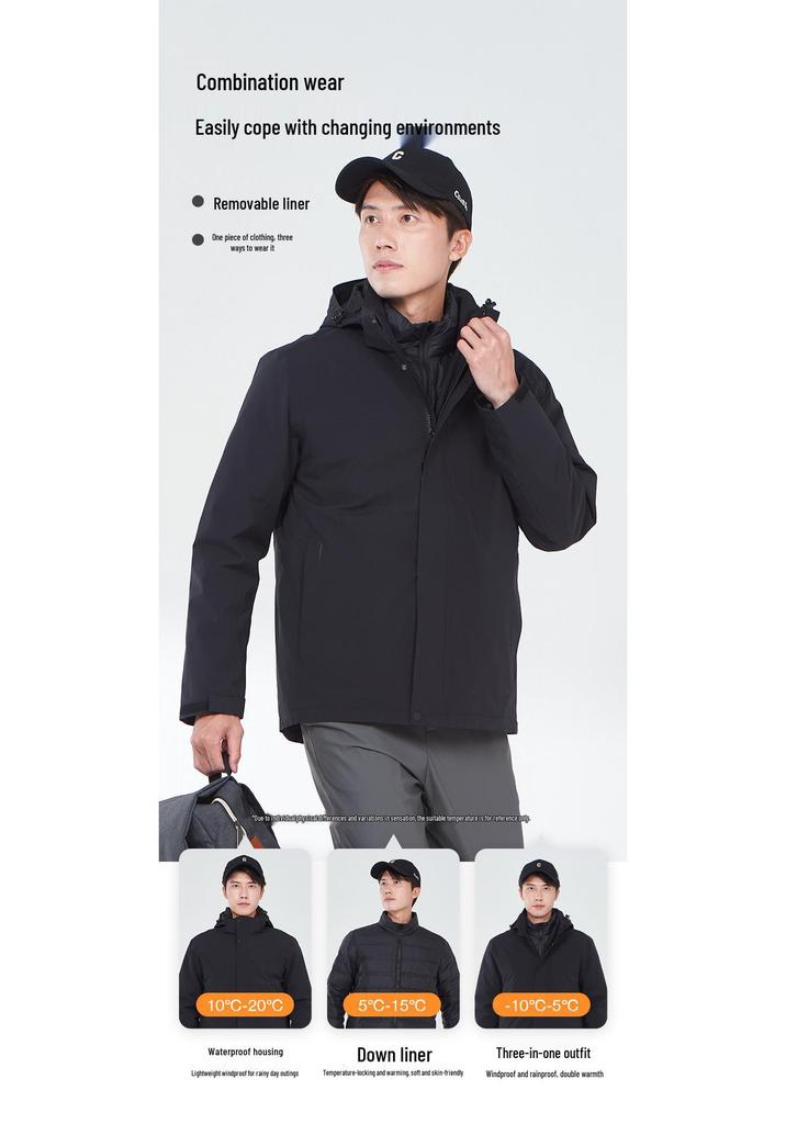 Op maat Gemaakte Winddichte en Waterdichte Heren 3-in-1 Outdoor Jas met Logo Bedrukking voor Bedrijfs- en Teamkleding