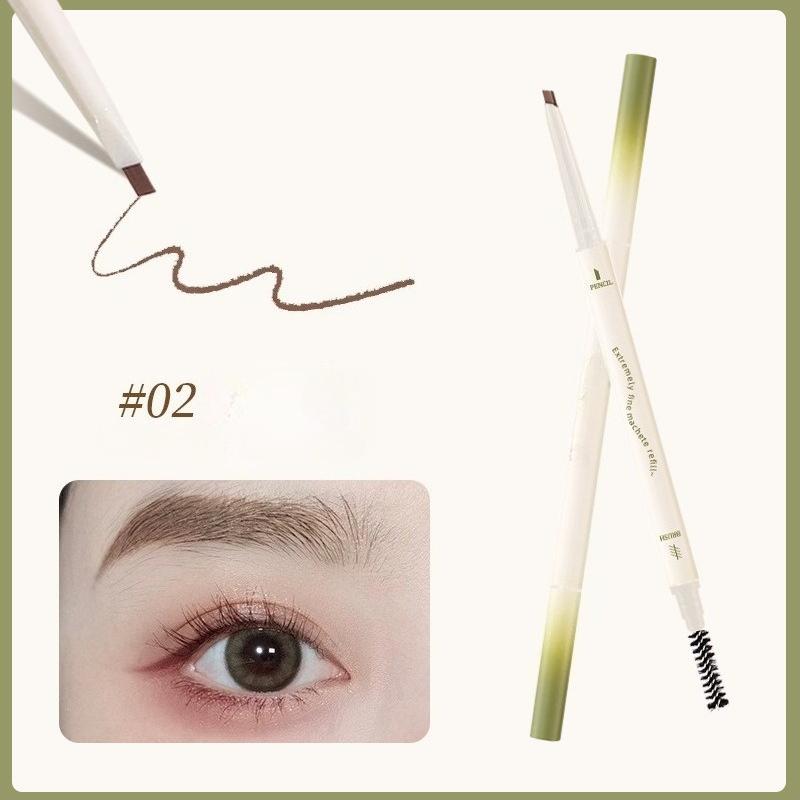 Dwugłowy automatyczny ołówek do brwi wodoodporny i odporny na pot, trwały, nie rozmazuje się, pędzel do brwi dla początkujących, kosmetyki, kolor, trójwymiarowy