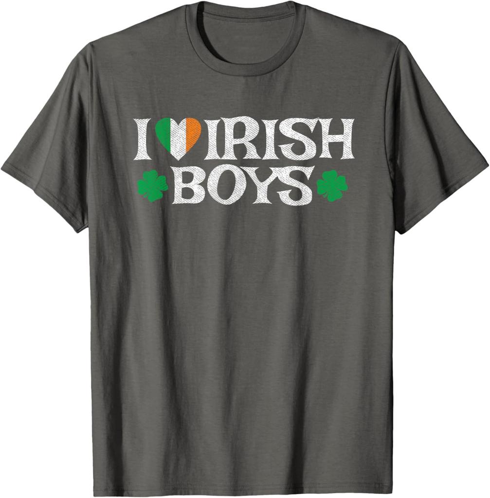 I Love Irish Lucky Shamrock Heart Ireland Flag Cute Unisex T-Shirt